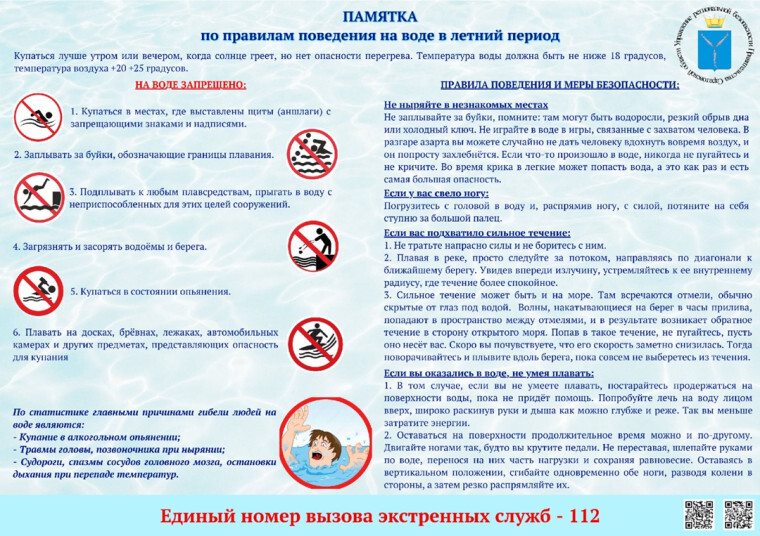 Памятка по правилам поведения на воде в летний период!.